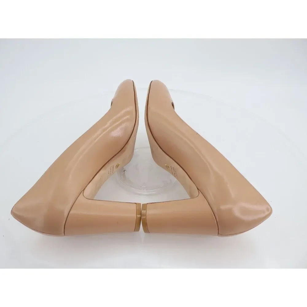 Stuart Weitzman Vida 75 Pump Dune Nude Beige Size 11B Leather Block Heel Career - Picture 9 of 12